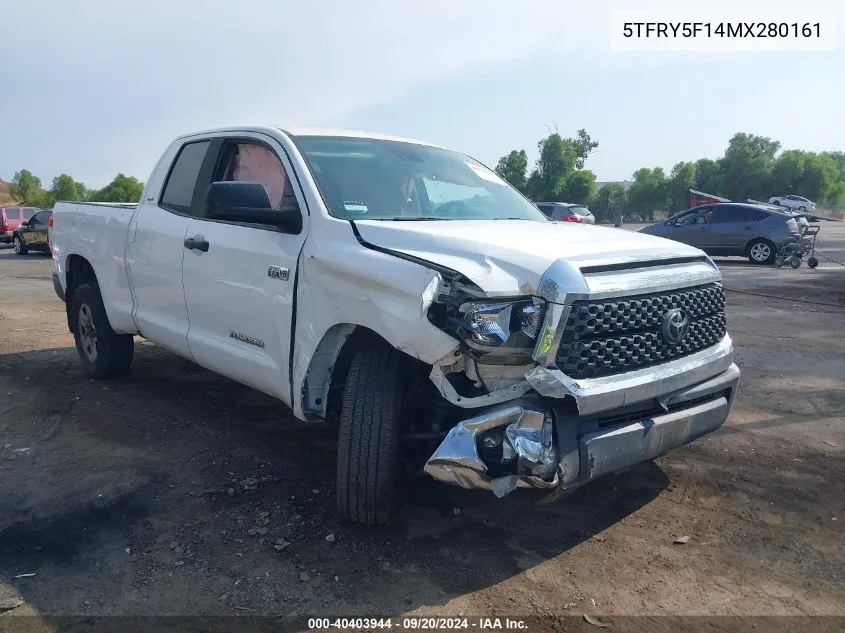 2021 Toyota Tundra Sr5 VIN: 5TFRY5F14MX280161 Lot: 40403944