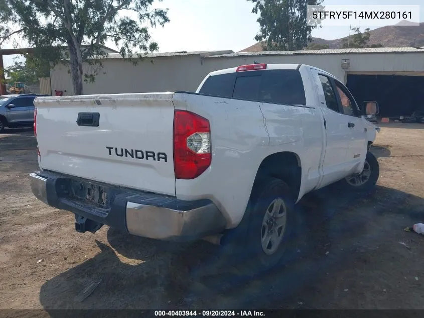 2021 Toyota Tundra Sr5 VIN: 5TFRY5F14MX280161 Lot: 40403944