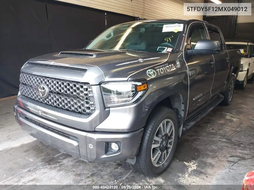 2021 Toyota Tundra Sr5 VIN: 5TFDY5F12MX049012 Lot: 40423120