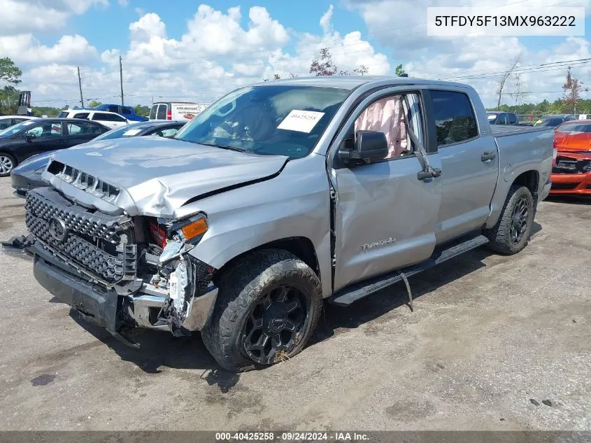 2021 Toyota Tundra Crewmax Sr5/Crewmax Trd P VIN: 5TFDY5F13MX963222 Lot: 40425258