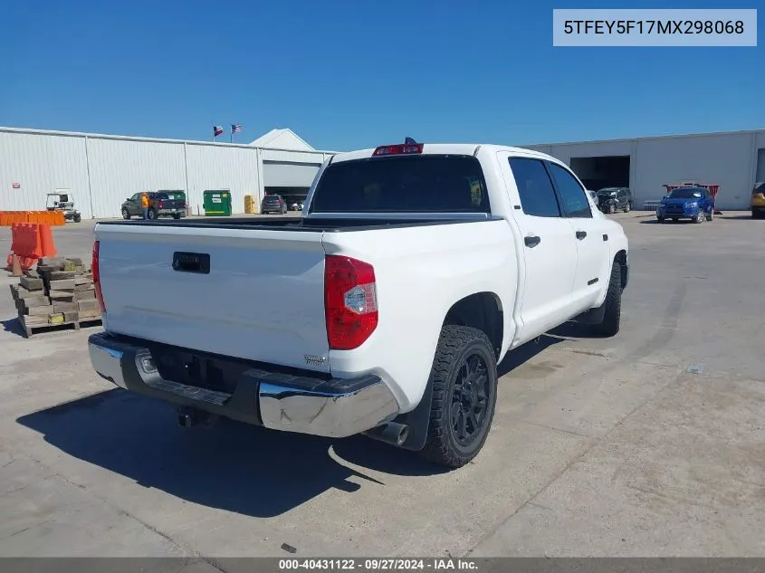 2021 Toyota Tundra Sr5 VIN: 5TFEY5F17MX298068 Lot: 40431122