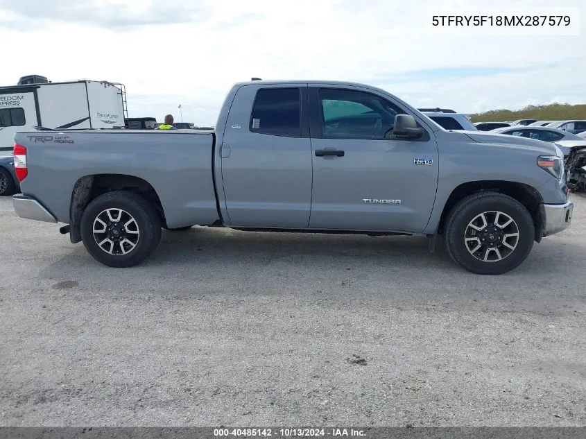 2021 Toyota Tundra Sr5 VIN: 5TFRY5F18MX287579 Lot: 40485142