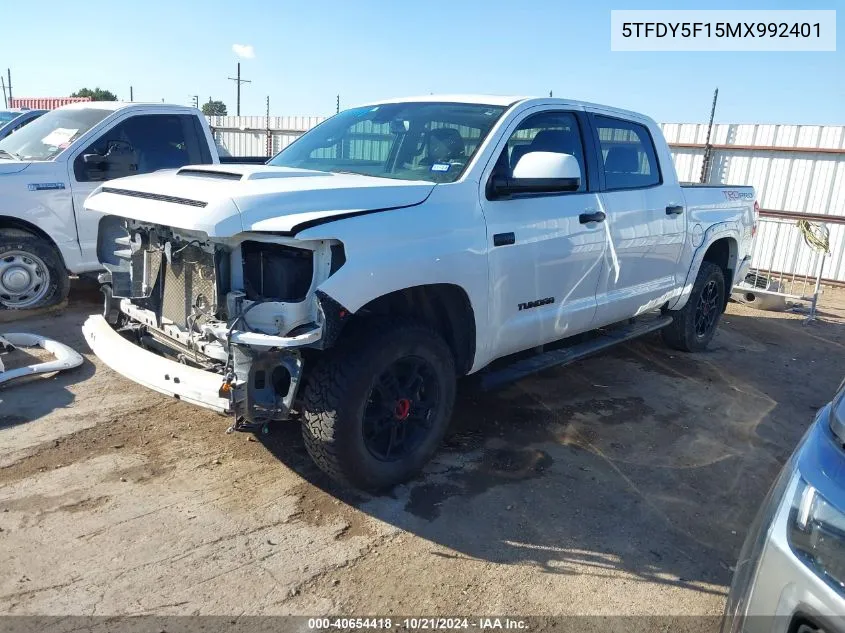 2021 Toyota Tundra Trd Pro VIN: 5TFDY5F15MX992401 Lot: 40654418