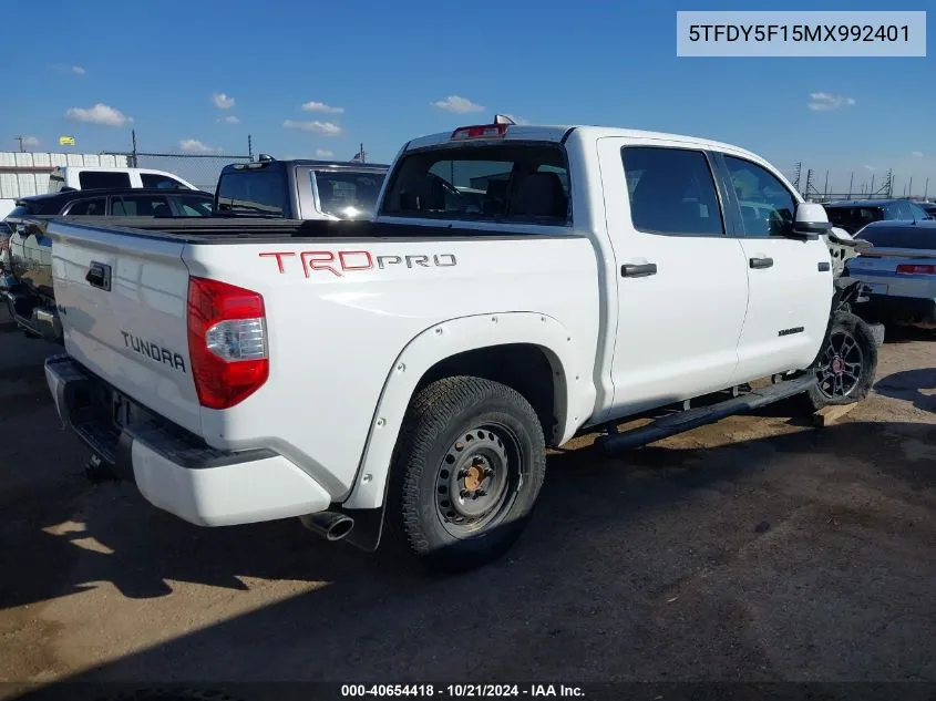 2021 Toyota Tundra Trd Pro VIN: 5TFDY5F15MX992401 Lot: 40654418