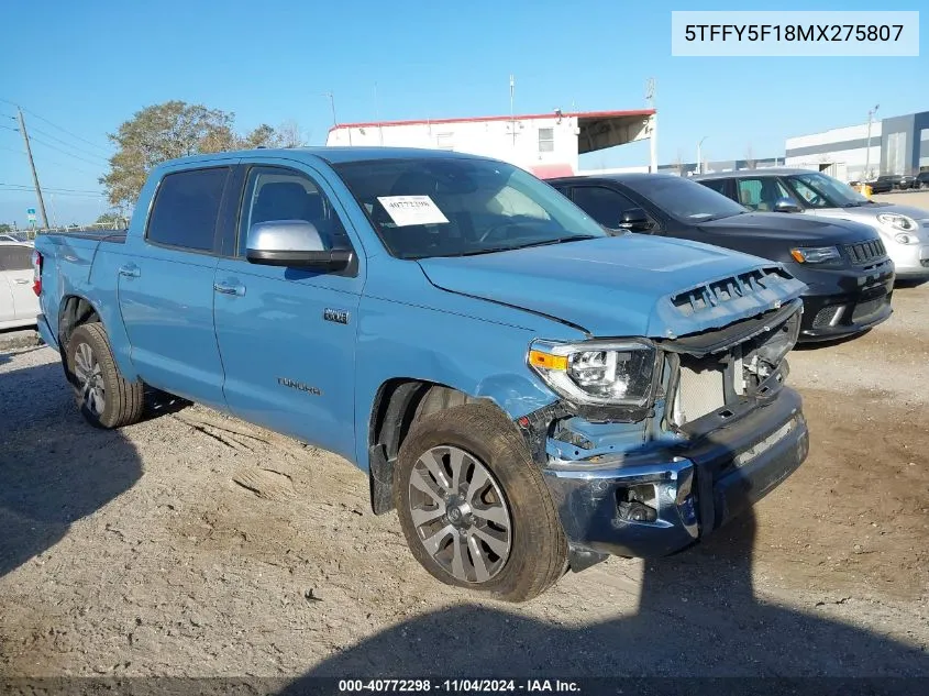 2021 Toyota Tundra Limited VIN: 5TFFY5F18MX275807 Lot: 40772298