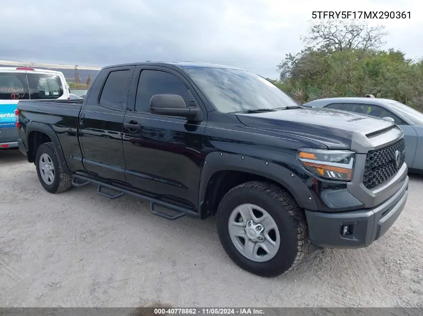 2021 Toyota Tundra Sr VIN: 5TFRY5F17MX290361 Lot: 40778862