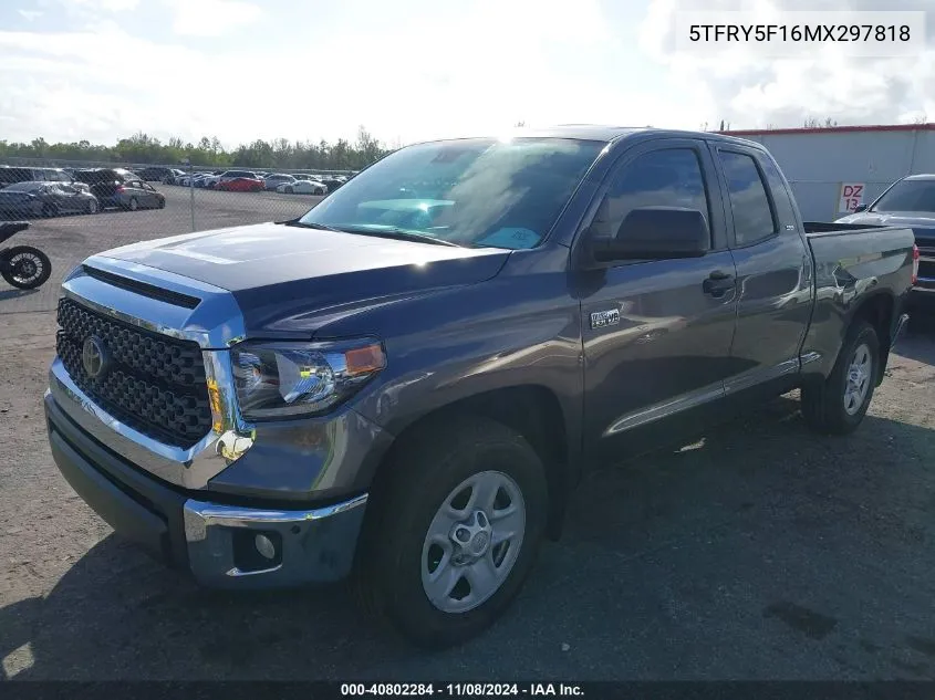 2021 Toyota Tundra Sr5 VIN: 5TFRY5F16MX297818 Lot: 40802284