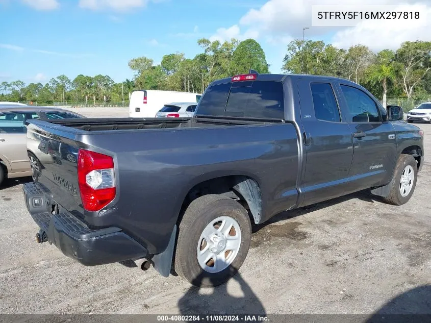 2021 Toyota Tundra Sr5 VIN: 5TFRY5F16MX297818 Lot: 40802284