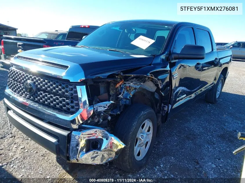 2021 Toyota Tundra Sr5 VIN: 5TFEY5F1XMX276081 Lot: 40809378