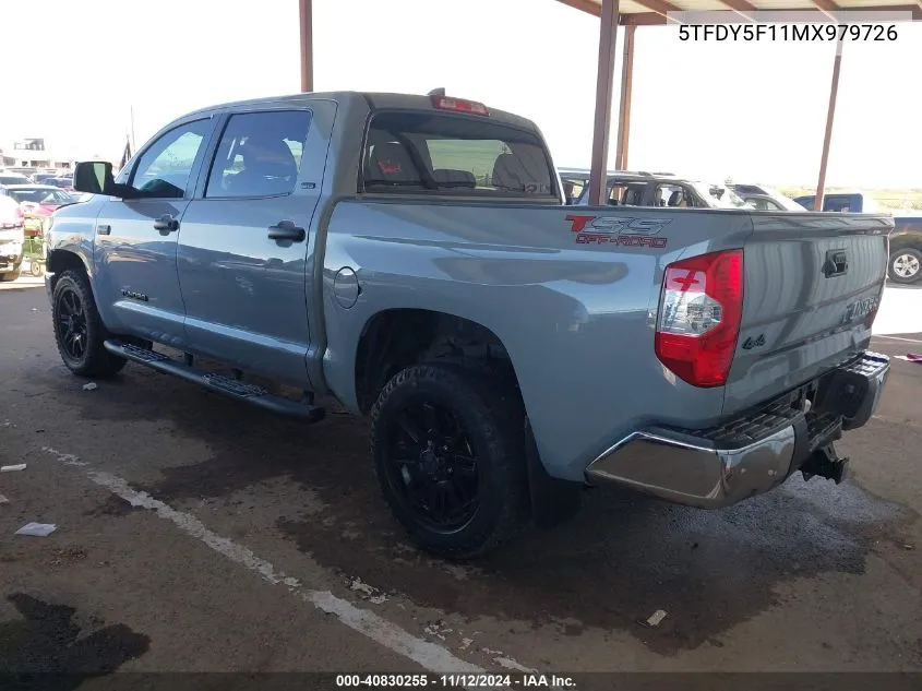 2021 Toyota Tundra Sr5 VIN: 5TFDY5F11MX979726 Lot: 40830255