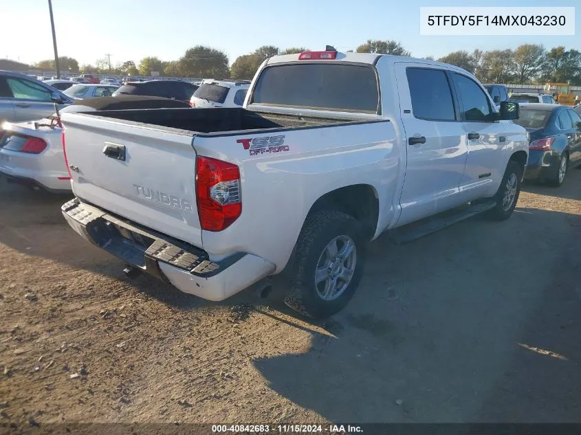 2021 Toyota Tundra Sr5 VIN: 5TFDY5F14MX043230 Lot: 40842683