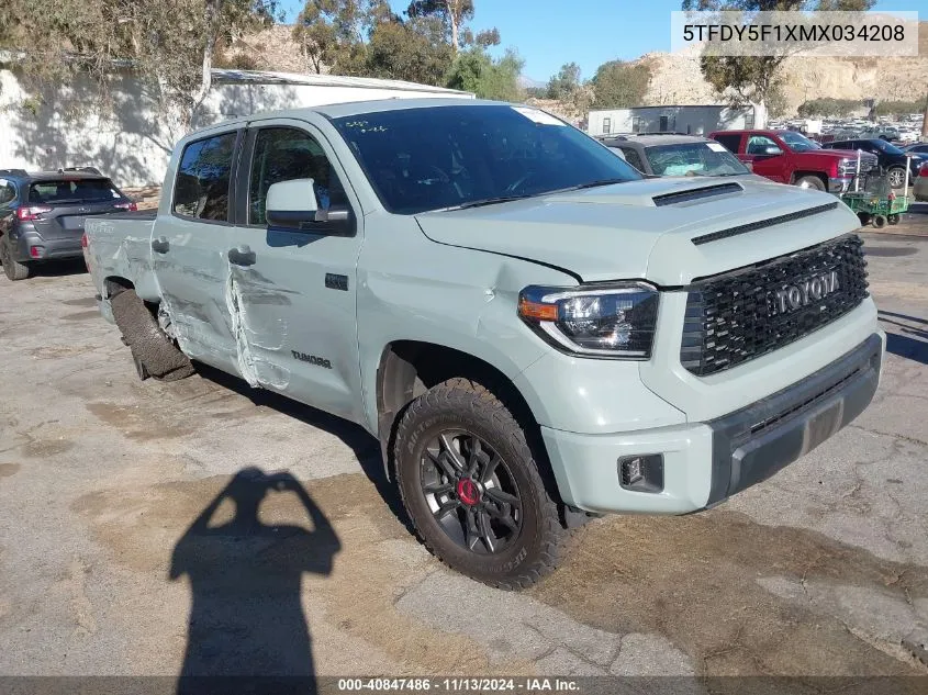 2021 Toyota Tundra Trd Pro VIN: 5TFDY5F1XMX034208 Lot: 40847486