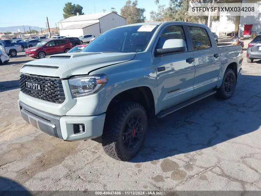 2021 Toyota Tundra Trd Pro VIN: 5TFDY5F1XMX034208 Lot: 40847486