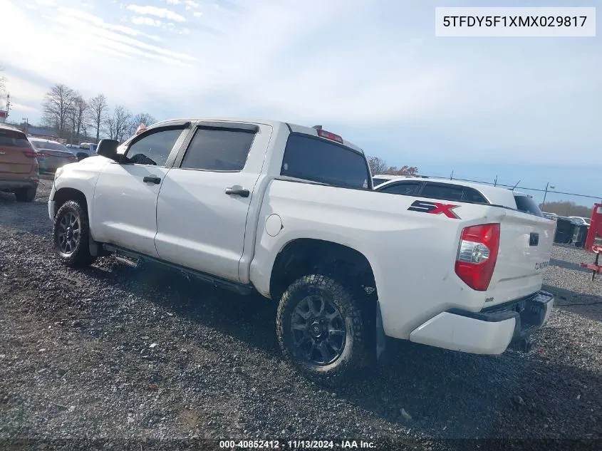 2021 Toyota Tundra Sr5 VIN: 5TFDY5F1XMX029817 Lot: 40852412