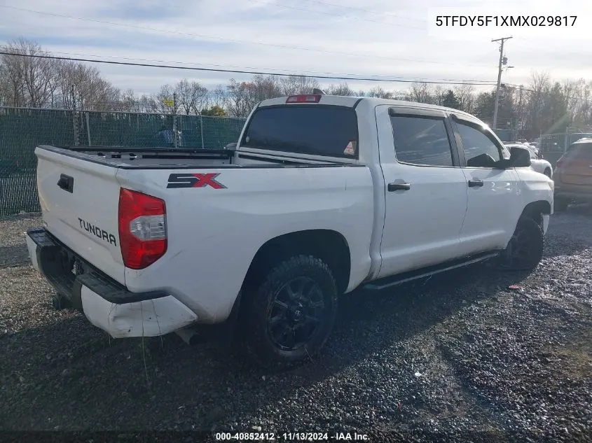 2021 Toyota Tundra Sr5 VIN: 5TFDY5F1XMX029817 Lot: 40852412