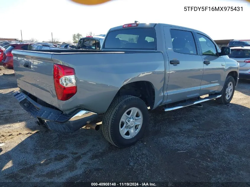 2021 Toyota Tundra Sr5 VIN: 5TFDY5F16MX975431 Lot: 40908148