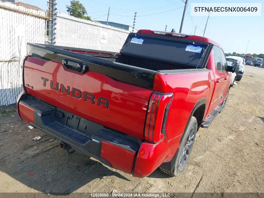 2022 Toyota Tundra VIN: 5TFNA5EC5NX006409 Lot: 12028058