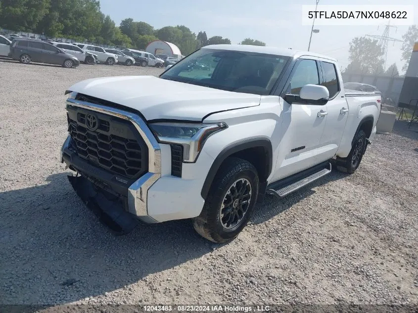 2022 Toyota Tundra Sr VIN: 5TFLA5DA7NX048622 Lot: 12043483