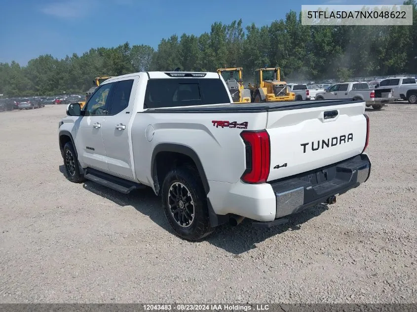 2022 Toyota Tundra Sr VIN: 5TFLA5DA7NX048622 Lot: 12043483