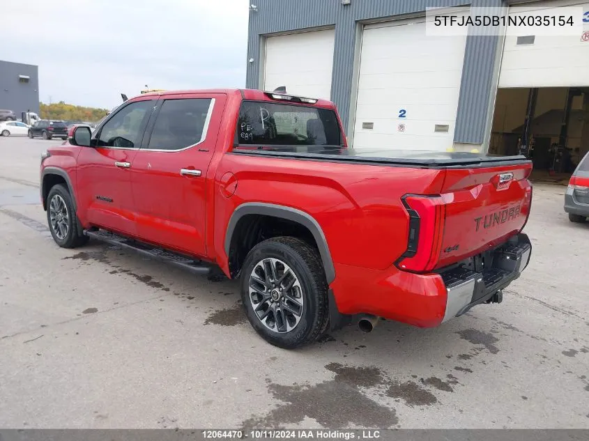 5TFJA5DB1NX035154 2022 Toyota Tundra Crewmax Limited