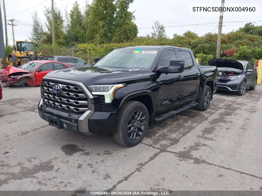 5TFNC5DB0NX004960 2022 Toyota Tundra Hybrid Platinum