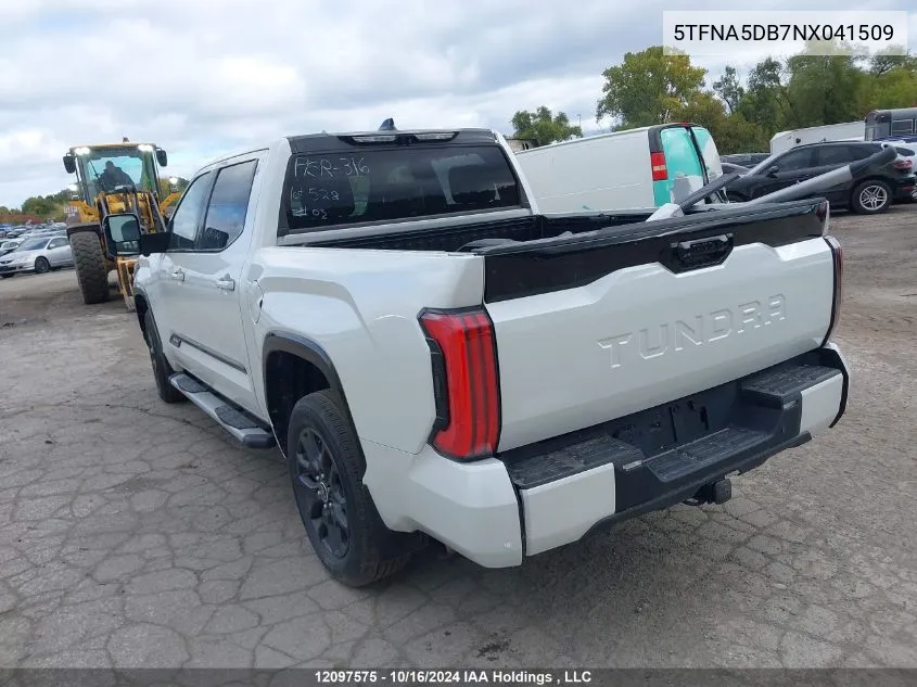 5TFNA5DB7NX041509 2022 Toyota Tundra Platinum