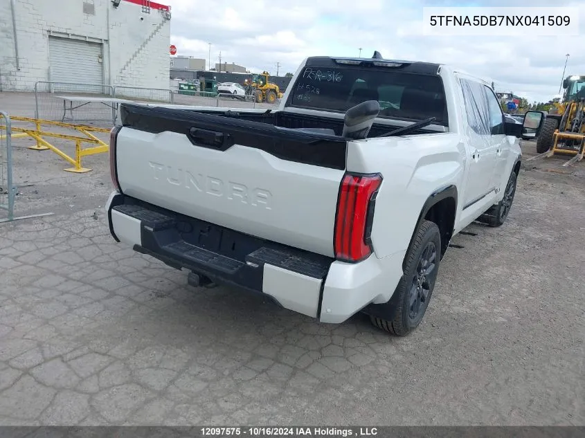 5TFNA5DB7NX041509 2022 Toyota Tundra Platinum