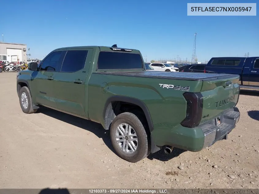 2022 Toyota Tundra Crewmax Sr5 VIN: 5TFLA5EC7NX005947 Lot: 12103373