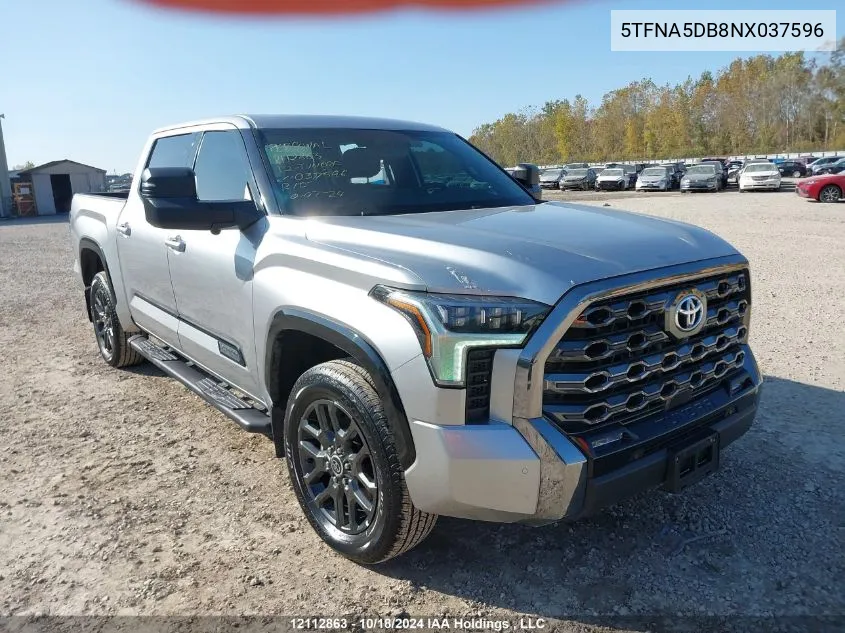 2022 Toyota Tundra Crewmax Platinum/Crewmax 1794 VIN: 5TFNA5DB8NX037596 Lot: 12112863