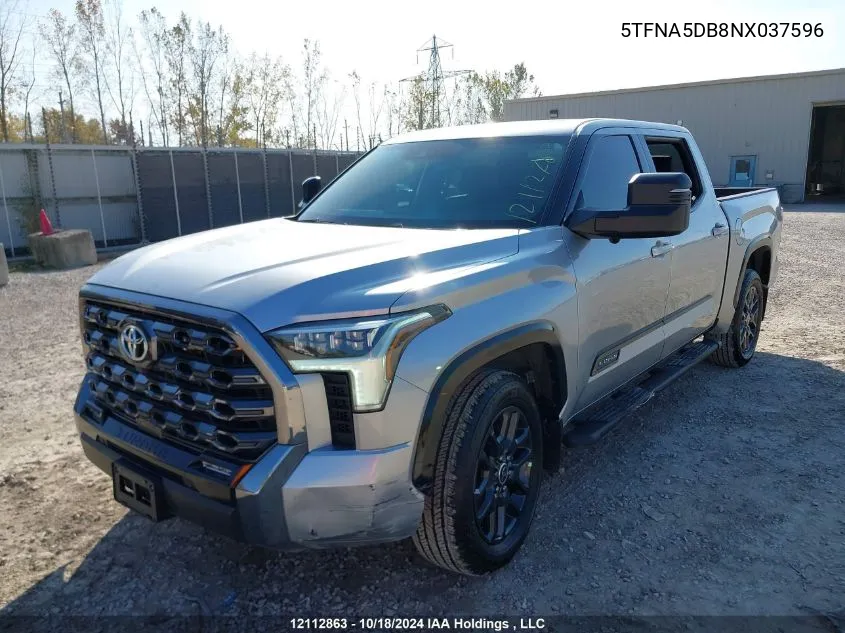 2022 Toyota Tundra Crewmax Platinum/Crewmax 1794 VIN: 5TFNA5DB8NX037596 Lot: 12112863