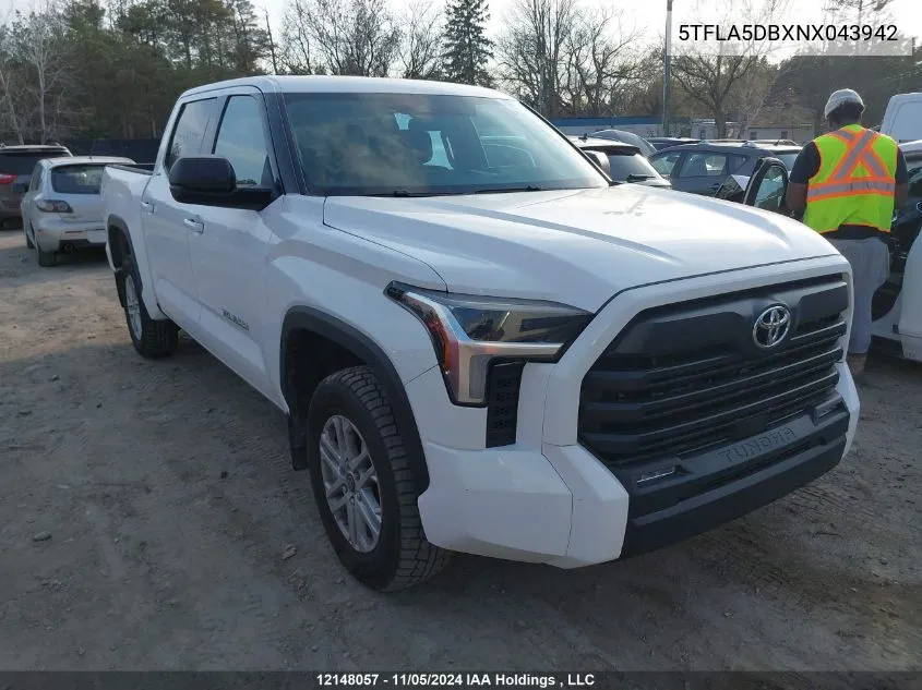 2022 Toyota Tundra Crewmax Sr/Crewmax Sr5 VIN: 5TFLA5DBXNX043942 Lot: 12148057