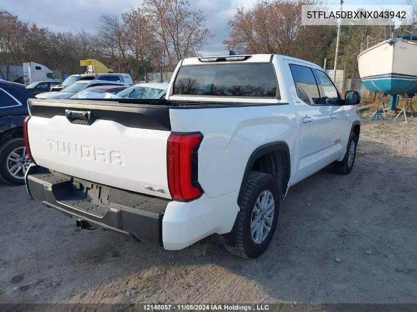 2022 Toyota Tundra Crewmax Sr/Crewmax Sr5 VIN: 5TFLA5DBXNX043942 Lot: 12148057