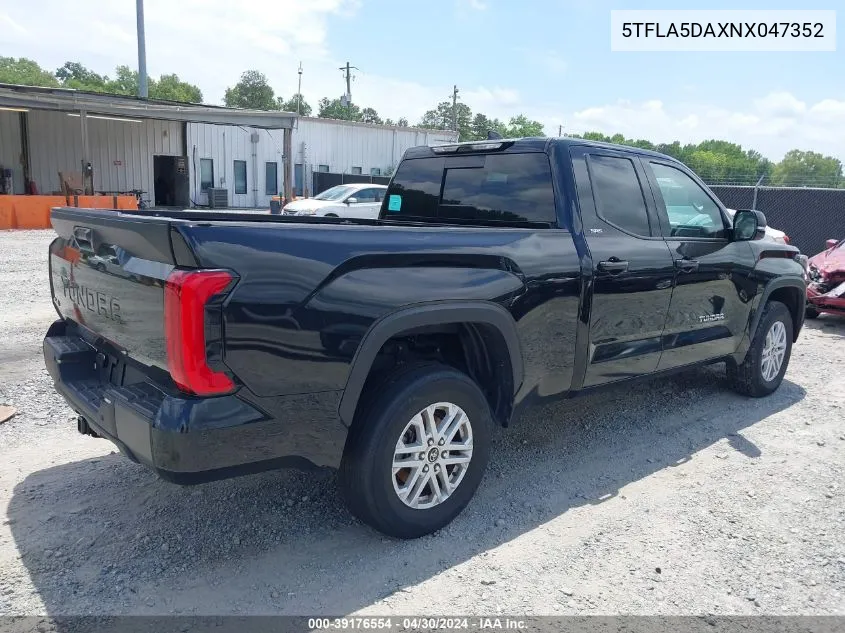 2022 Toyota Tundra Sr5 VIN: 5TFLA5DAXNX047352 Lot: 39176554