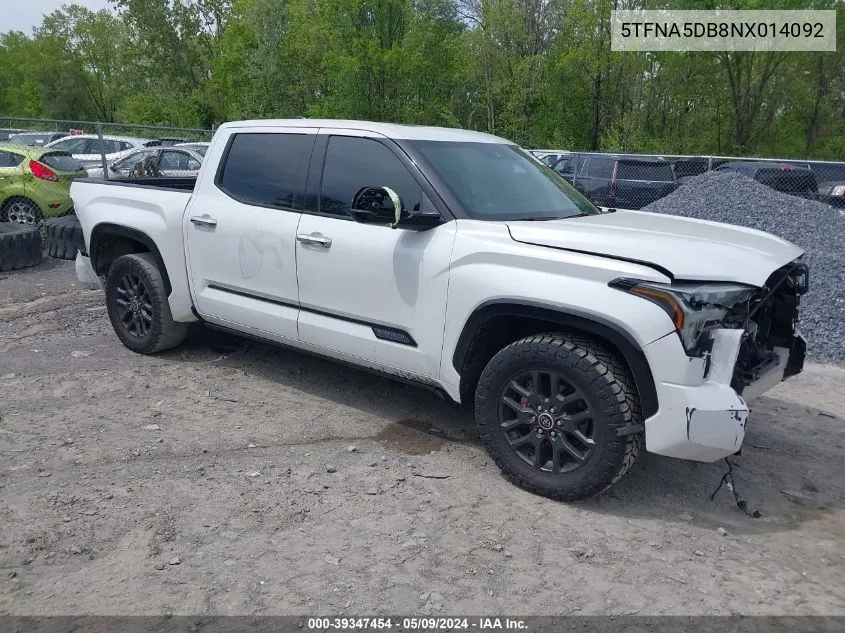 5TFNA5DB8NX014092 2022 Toyota Tundra Platinum