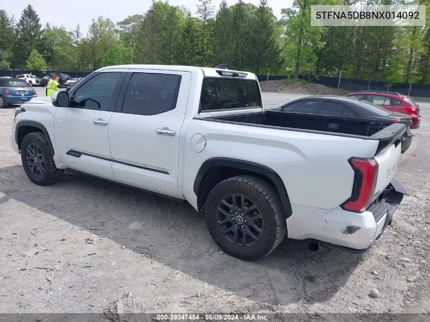 5TFNA5DB8NX014092 2022 Toyota Tundra Platinum