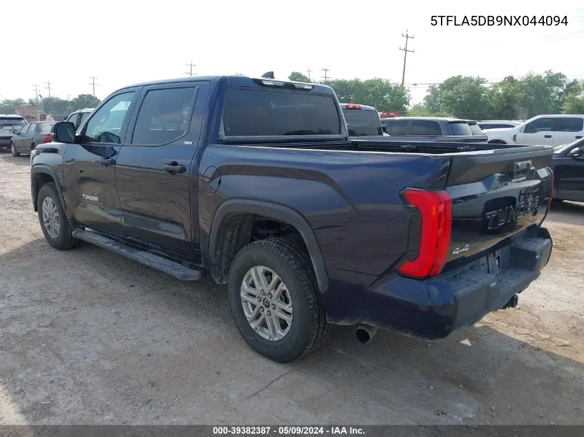 2022 Toyota Tundra Sr5 VIN: 5TFLA5DB9NX044094 Lot: 39382387