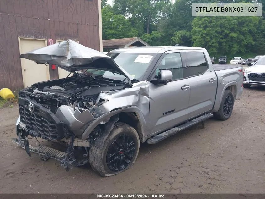 2022 Toyota Tundra Sr5 VIN: 5TFLA5DB8NX031627 Lot: 39623494