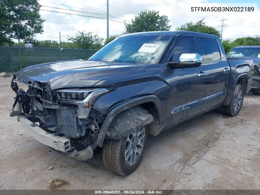 5TFMA5DB3NX022189 2022 Toyota Tundra 1794 Edition