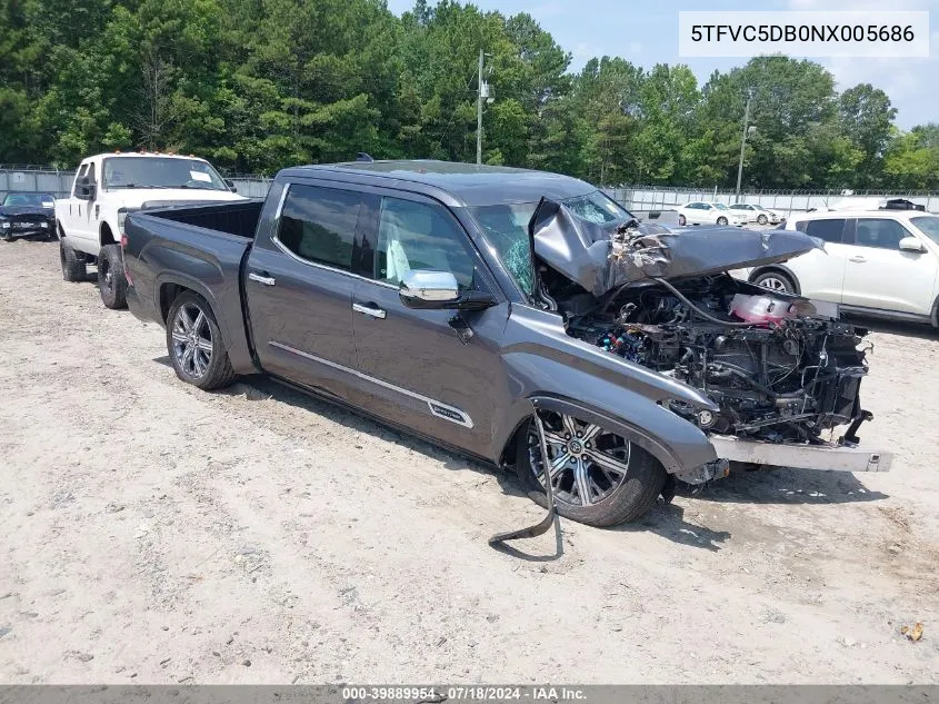 2022 Toyota Tundra Hybrid Capstone VIN: 5TFVC5DB0NX005686 Lot: 39889954