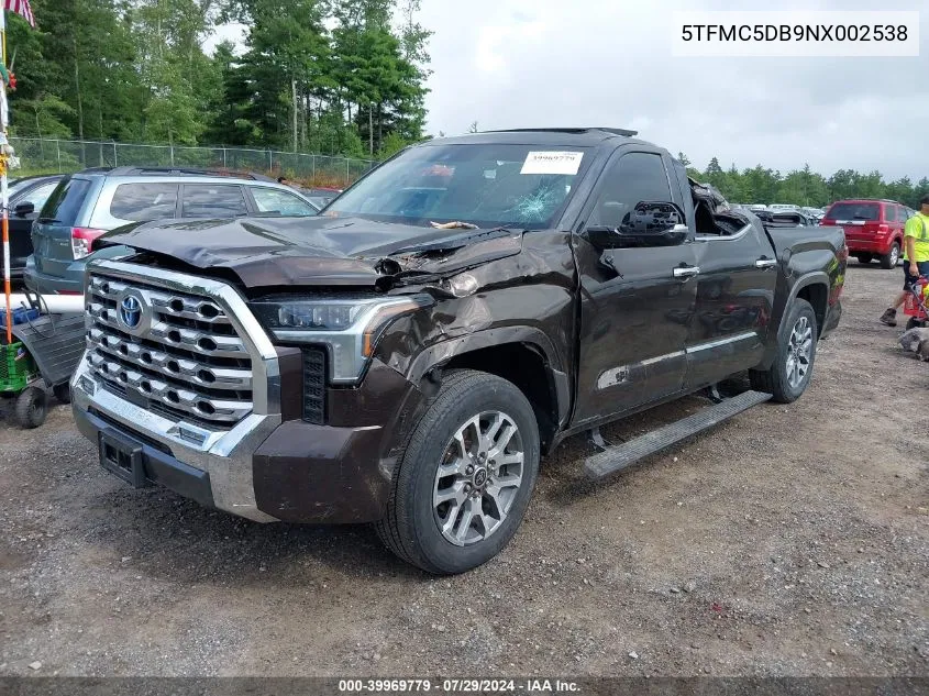 5TFMC5DB9NX002538 2022 Toyota Tundra Hybrid 1794 Edition