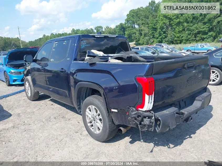 2022 Toyota Tundra Sr5 VIN: 5TFLA5AB5NX001862 Lot: 39970289