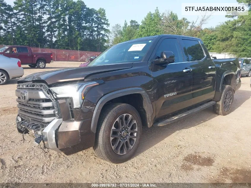 5TFJA5AB4NX001455 2022 Toyota Tundra Limited