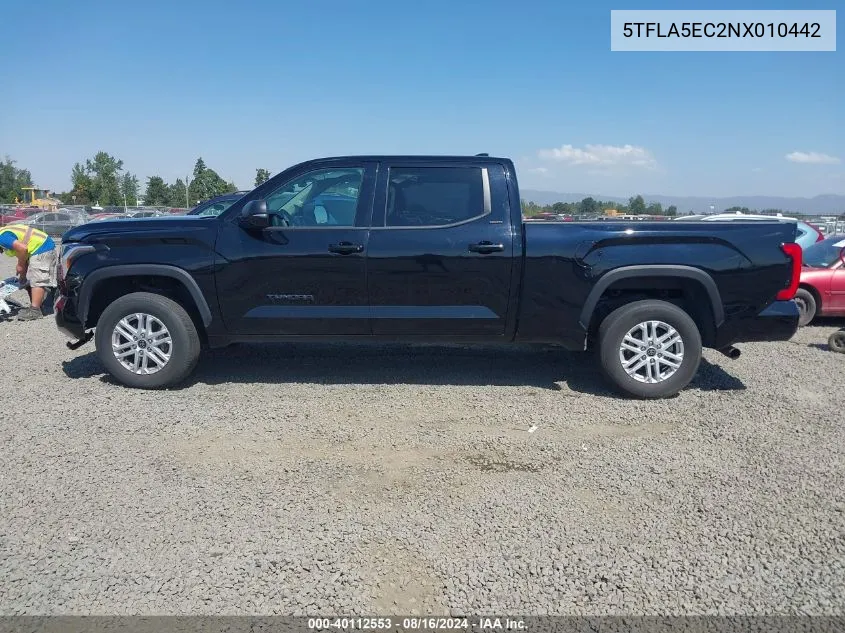 2022 Toyota Tundra Sr5 VIN: 5TFLA5EC2NX010442 Lot: 40112553