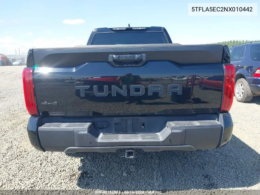 2022 Toyota Tundra Sr5 VIN: 5TFLA5EC2NX010442 Lot: 40112553