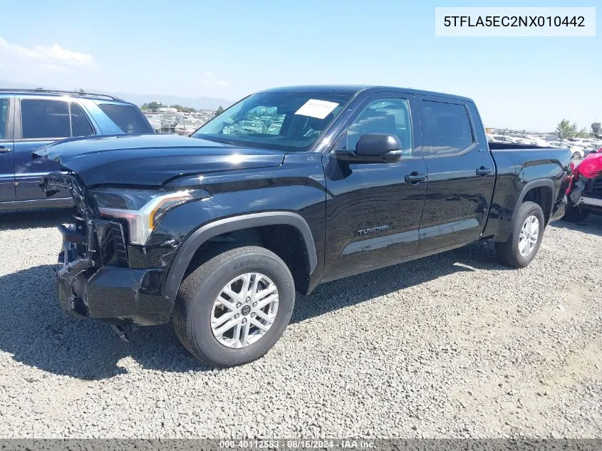 2022 Toyota Tundra Sr5 VIN: 5TFLA5EC2NX010442 Lot: 40112553