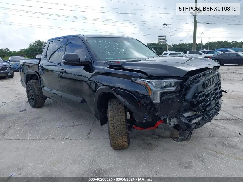 2022 Toyota Tundra Hybrid Trd Pro VIN: 5TFPC5DB8NX010319 Lot: 40266325