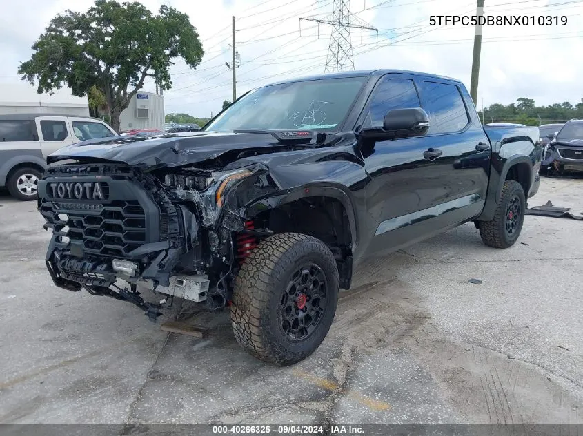 2022 Toyota Tundra Hybrid Trd Pro VIN: 5TFPC5DB8NX010319 Lot: 40266325