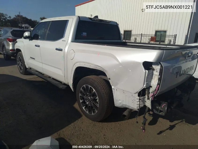 5TFJC5AB9NX001221 2022 Toyota Tundra Hybrid Limited