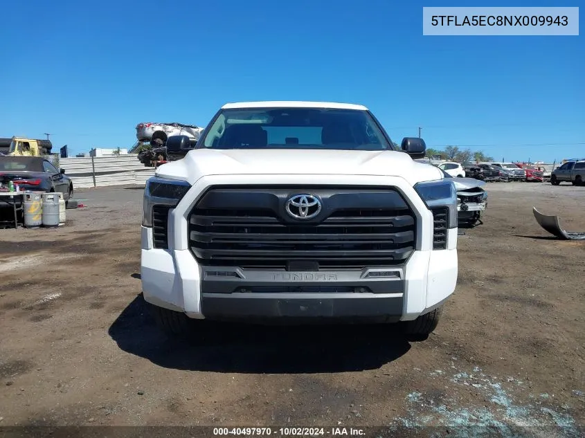 2022 Toyota Tundra Sr5 VIN: 5TFLA5EC8NX009943 Lot: 40497970