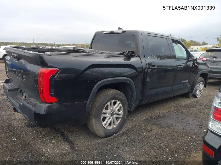 2022 Toyota Tundra Sr5 VIN: 5TFLA5AB1NX001339 Lot: 40515694